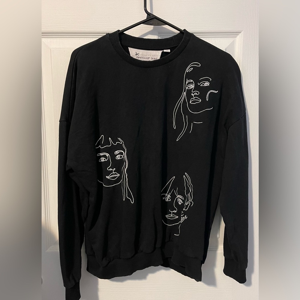💃 TOPSHOP “Tee and Cake” Black Graphic Crewneck Sweatshirt Women’s Size S (4-6)